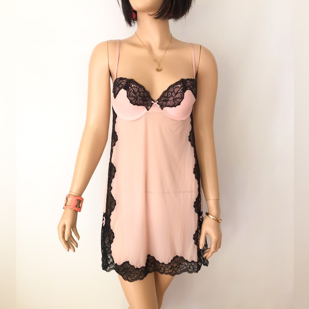 Victoria’s Secret Mini Négligée Slip Dress  34C Push Up Underwire Mini Dress